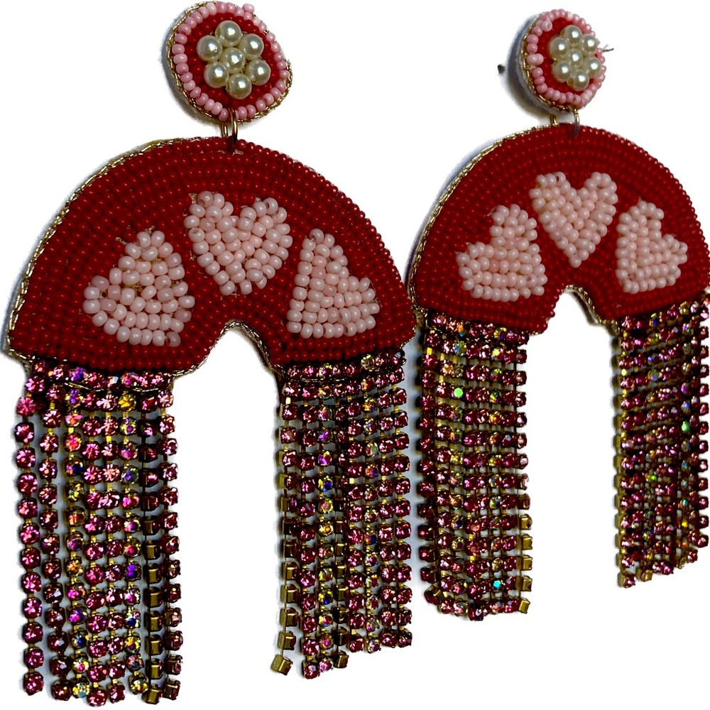 Adorable Rainbow of Hearts Valentine’s Earrings